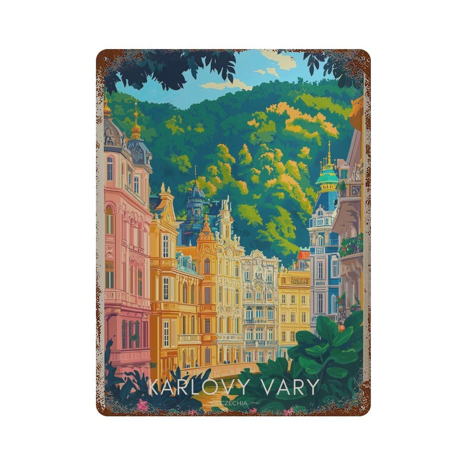 xiaoxiaoshen Prague Travel Czech Republic Wall Decor Art Metal Tin Poster Modern Home Decor Art Home Bar Shop Decorations Vintage Sign 40x30cm