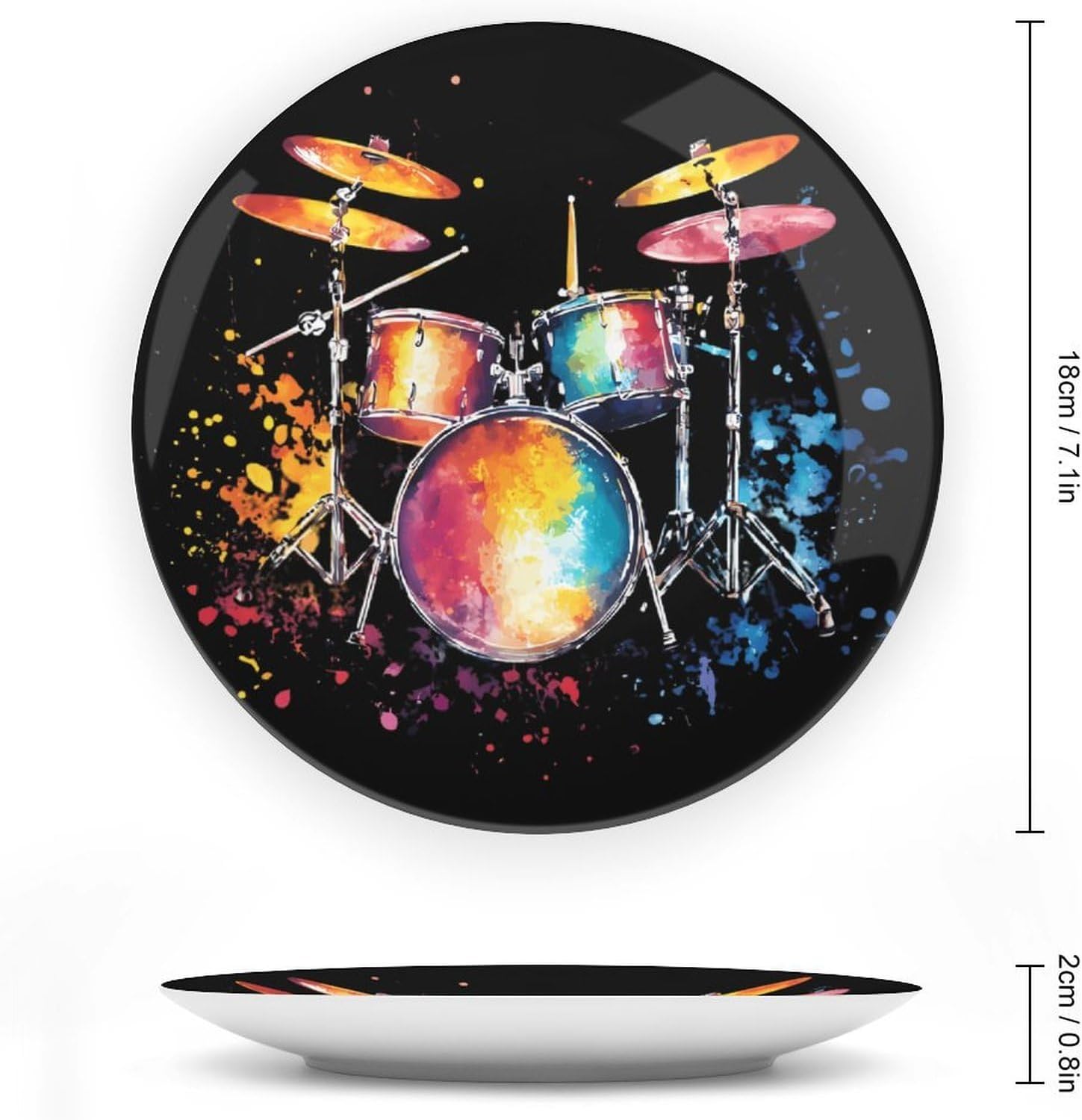 Watercolor Drum Splashes Decorative Plates for Display Ceramic Plate Tray with Stand Hanger Home Decor