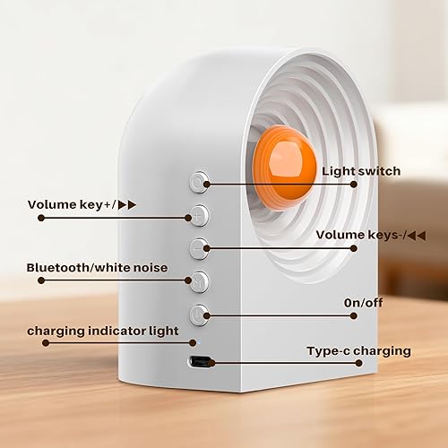 Miniatura 6 de UNEEDE Máquina de sonido de ruido blanco con funcionalidad Bluetooth, luz nocturna, temporizador, altavoz Bluetooth portátil con cancelación de
