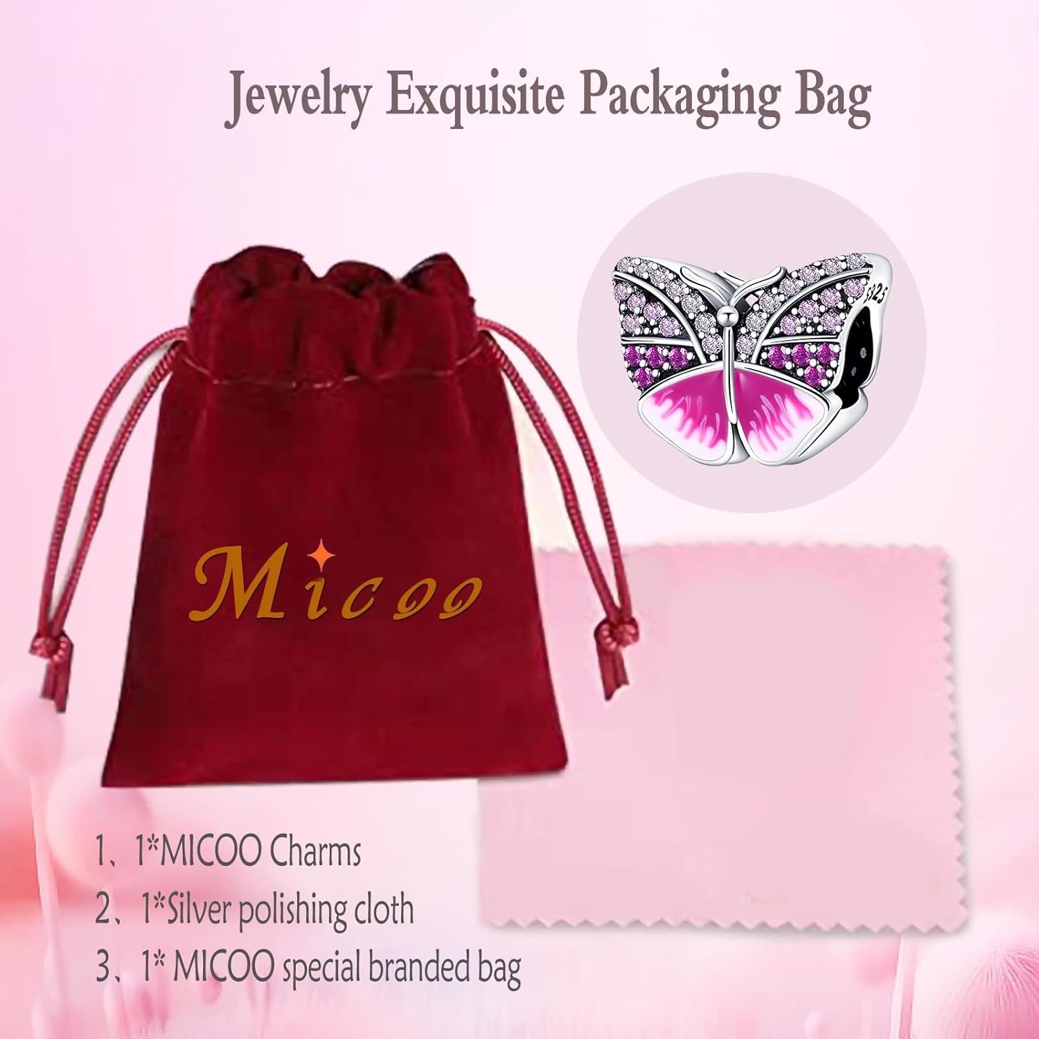 MICOO 925 Sterling Silver Charms for Bracelets and Necklaces Airplane Passport Dangle Pendants Evil Eye Butterfly Charms Beads Jewelry Gift for Women - Image 5