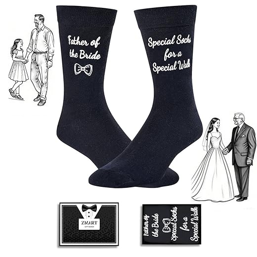 Zmart Father Of The Bride Gifts, Father Of The Bride Socks Gifts For Father In Law Wedding Socks For Men Funny Dress Socks