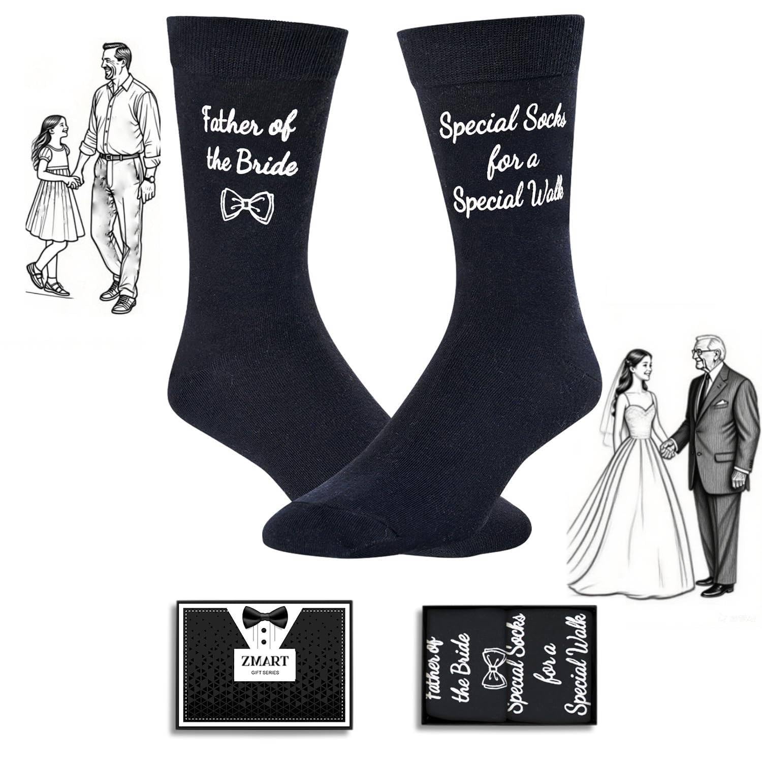 Zmart Wedding Gifts for Men - Father of the Bride Gifts, Dad of Groom Socks, Groom Socks
