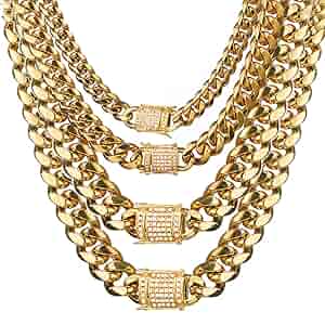 WXP 18K Gold Cuban Link Chain Necklace or Bracelet for Men