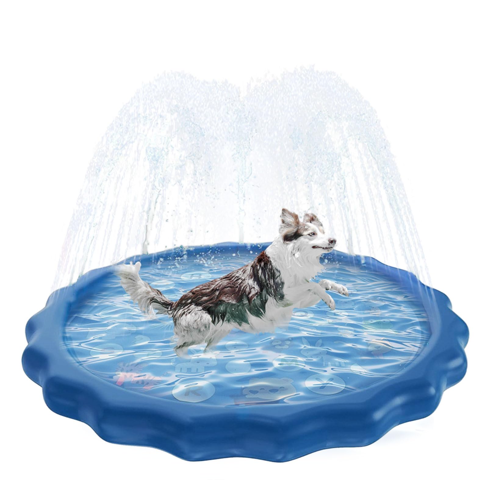 Podkładka do zraszania do gier, XiXiRan zraszacz dla psów, Splash Pad dla dzieci zwierząt domowych, podkładka pod zraszacz, Splash Sprinkle Play Pad Mat, Mata wodna dla psów (list * 170 cm)