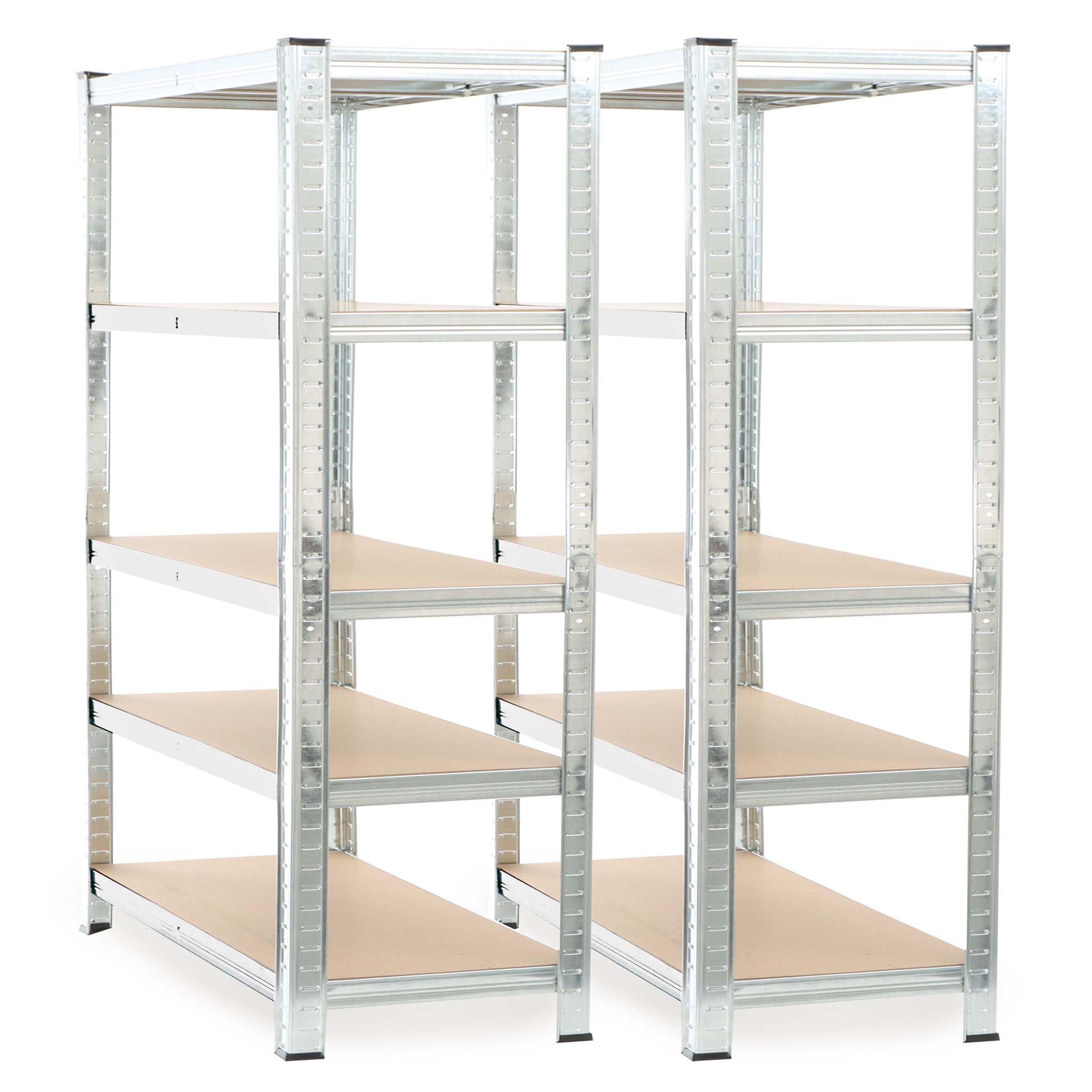 Wiltec 2x Regał magazynowy z ocynkowanej stali 120 x 40 x 180 cm, regał garażowy do 875 kg z montażem bez narzędzi, regał do piwnicy i magazynu
