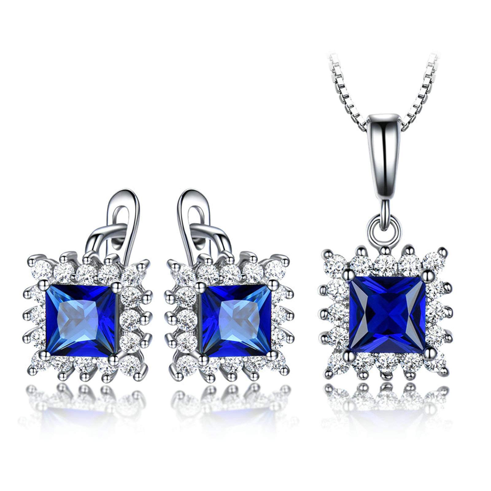Collana Donna, Orecchini in Argento Sterling 925 da Donna Quadrato in Argento 925 Set Orecchini E Collane per Donna Donna Zirconia Cubica Verde