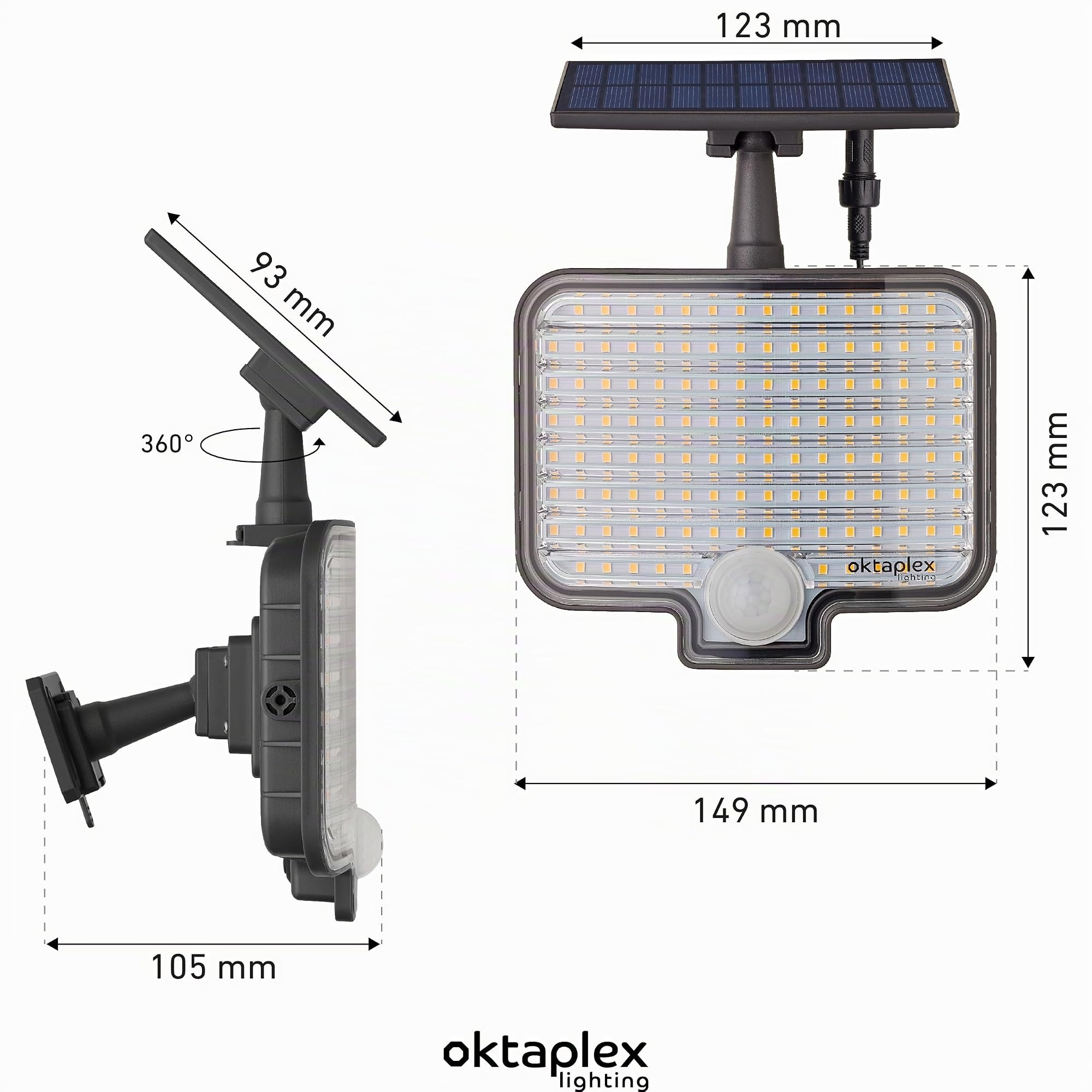 Oktaplex 2er Set Ede LED Solar Außenstrahler mit Bewegungsmelder Anthrazit | IP44 warmweiß 3000K Solar Wandleuchte Außen