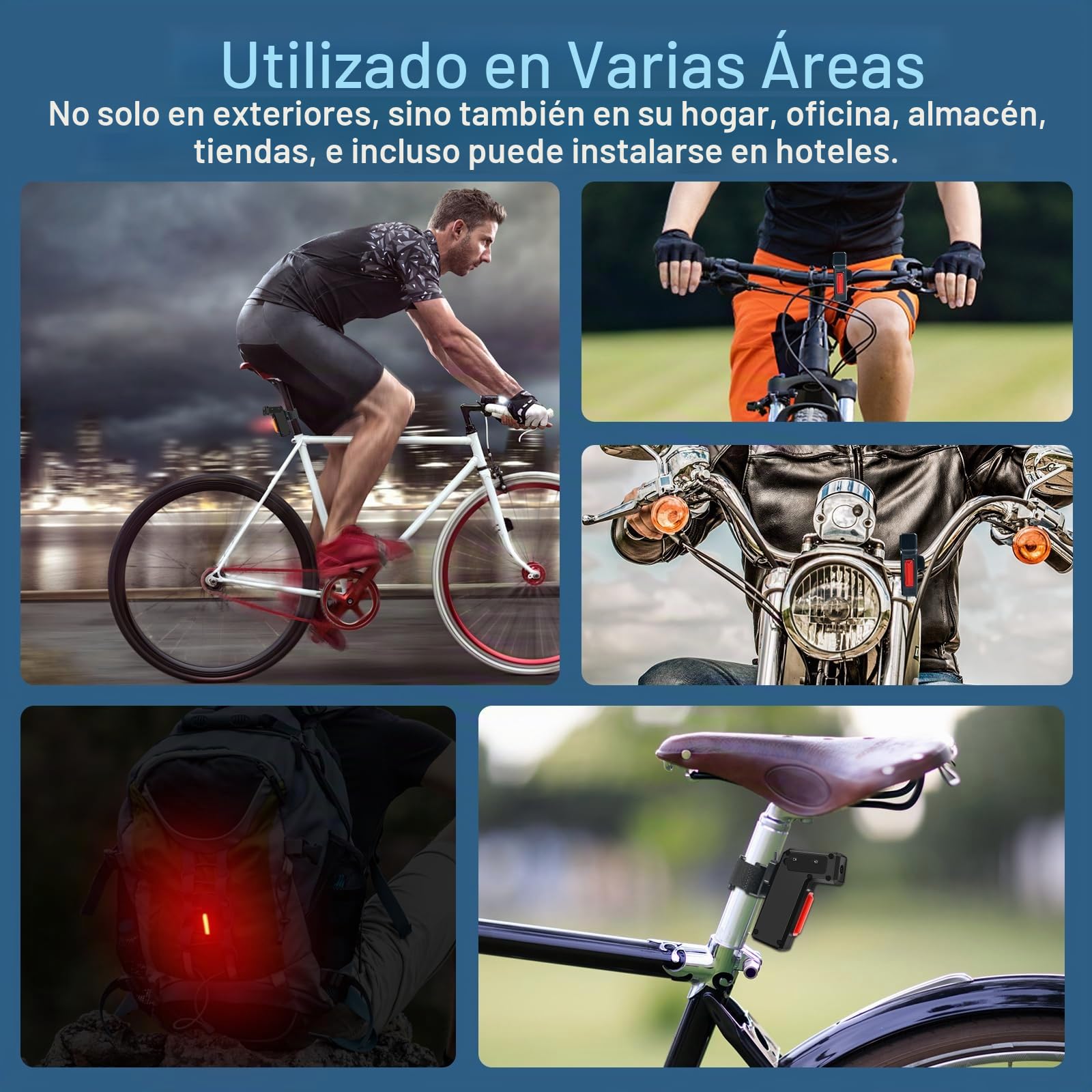 Cámara Bicicleta 1080P Gran Angular IPX3, 19h de Batería para Bici/Moto | 19h autonomía, 512GB SD, grabación en bucle, 3 modos de luz, soportes incluidos