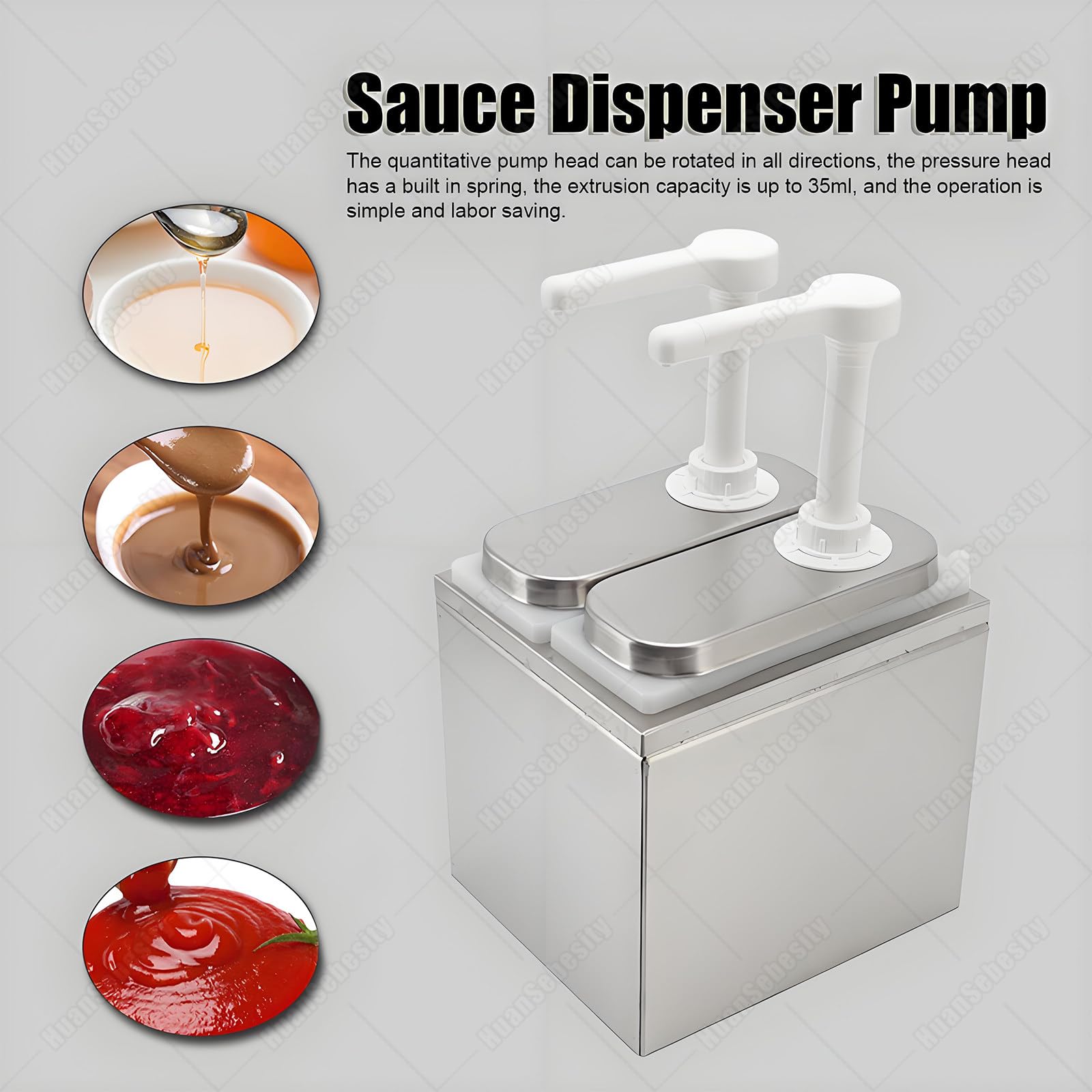Confezione da 5 distributori per condimenti da 2 l, dispenser per salse con base, pompa da spremere per uso alimentare per condimenti per marmellate di insalate, dispenser commerciali staccabili