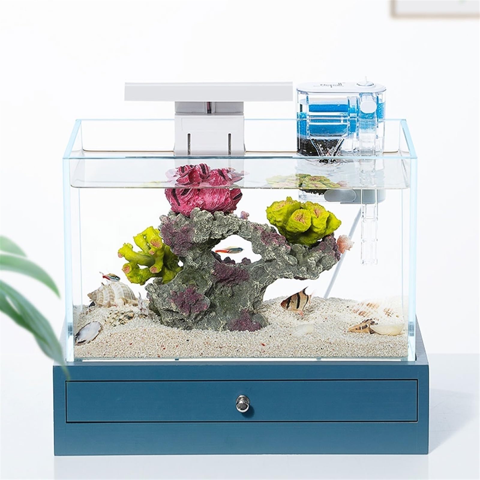 Aquarium Petit Aquarium de Bureau avec Base, décoration de la Maison, décorations de Bureau, Ornements de Paysage écologique Aquarium Complet