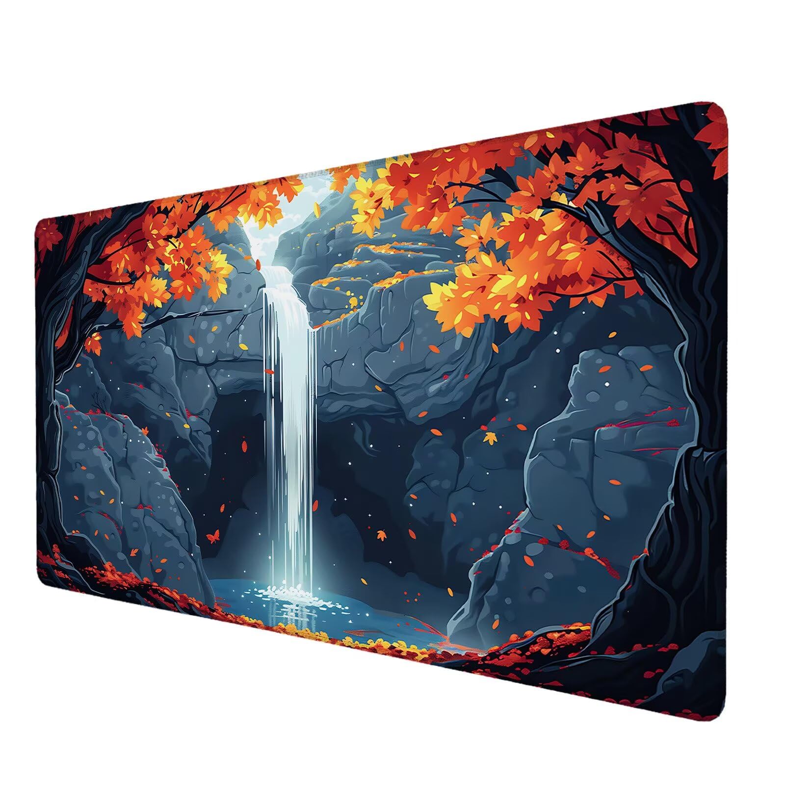Podkładka pod mysz na jesień, duża podkładka pod mysz 900 x 400 mm, jesienna podkładka pod mysz do gier, podkładka na biurko ze zszytymi krawędziami, podkładka pod mysz do klawiatury, do pracy, gier