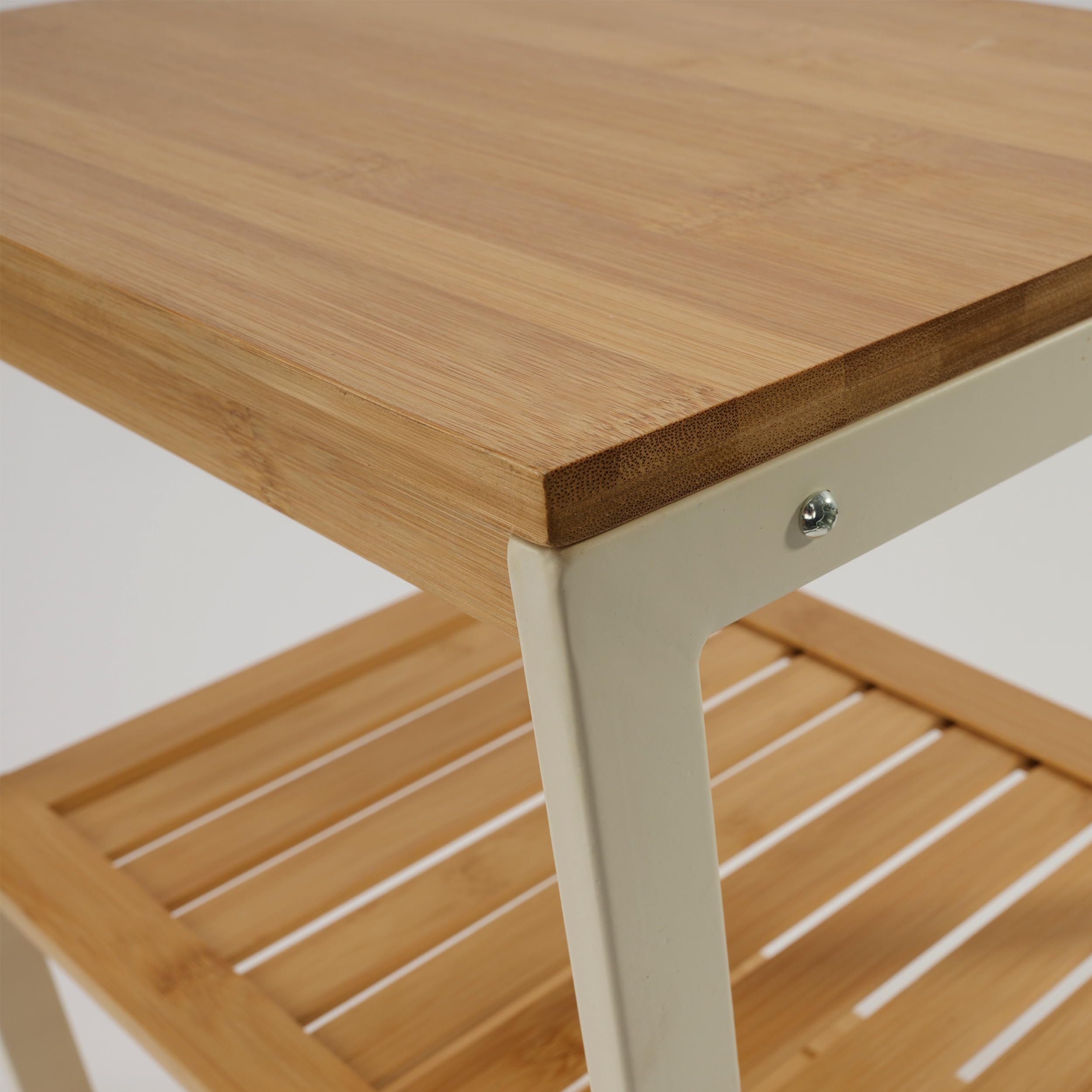 XZ-22118-2 Estantería de Bambú con Marco de Metal de 2 Niveles 40x40x30cm Desmontable - Estantería Organizador para Baño, Salón, Dormitorio de 2 Estantes