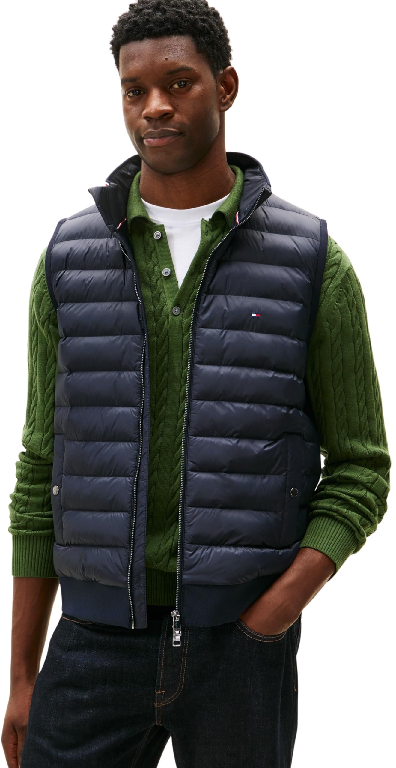 Tommy Hilfiger Men MIX MEDIA ESS RWB VEST MW0MW41441 Other Sweatshirts, BLUE, XL