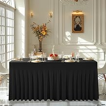 Besutolife Black Spandex Table Skirts for Rectangle Tables 4ft One-Piece Design Tablecloth for Birthday Parties Wedding Banquets Table