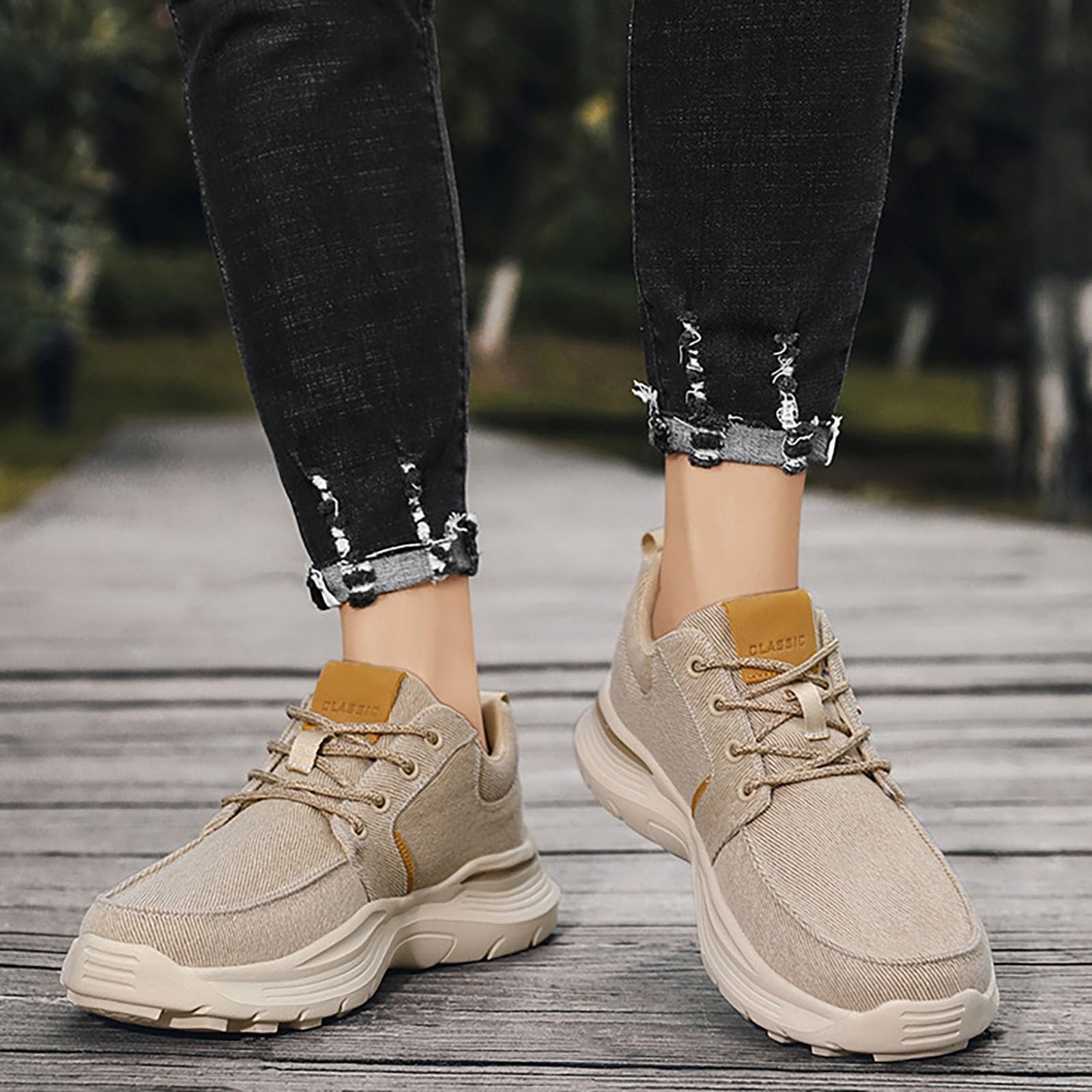 Walkingschuhe Herren Extra Weit, Trekking Schuhe Dicke Sohle Sportschuhe Leichtgewichts Turnschuhe Atmungsaktive Outdoor-Freizeit-Sportschuhe rutschfeste Übergröße Joggingschuhe, Größe 39-48