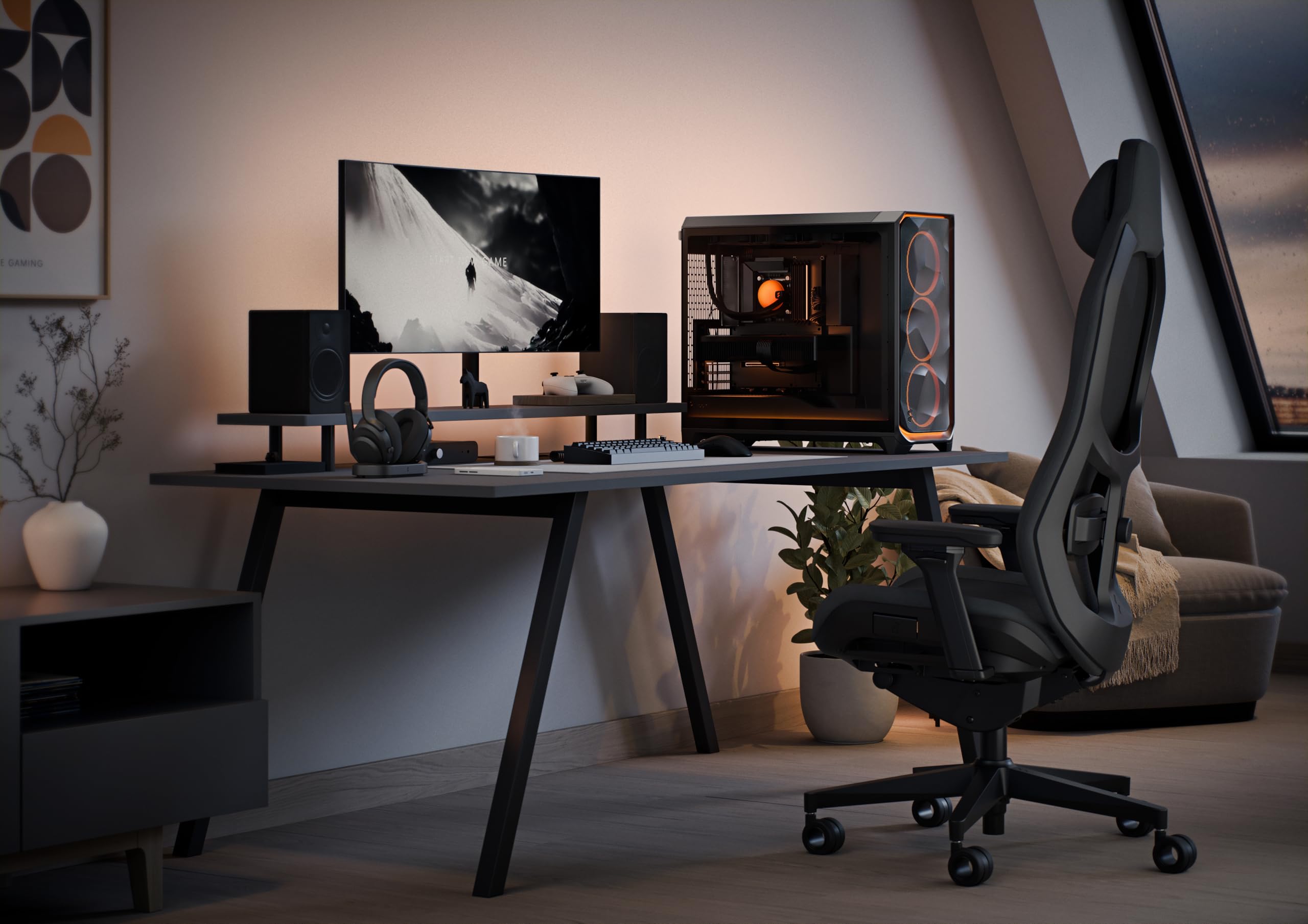 Fractal Design Meshify 3 XL Ambience Pro RGB - Boîtier PC Noir Verre Trempé - Flux d'air Élevé - Ventilateurs ARGB Inclus