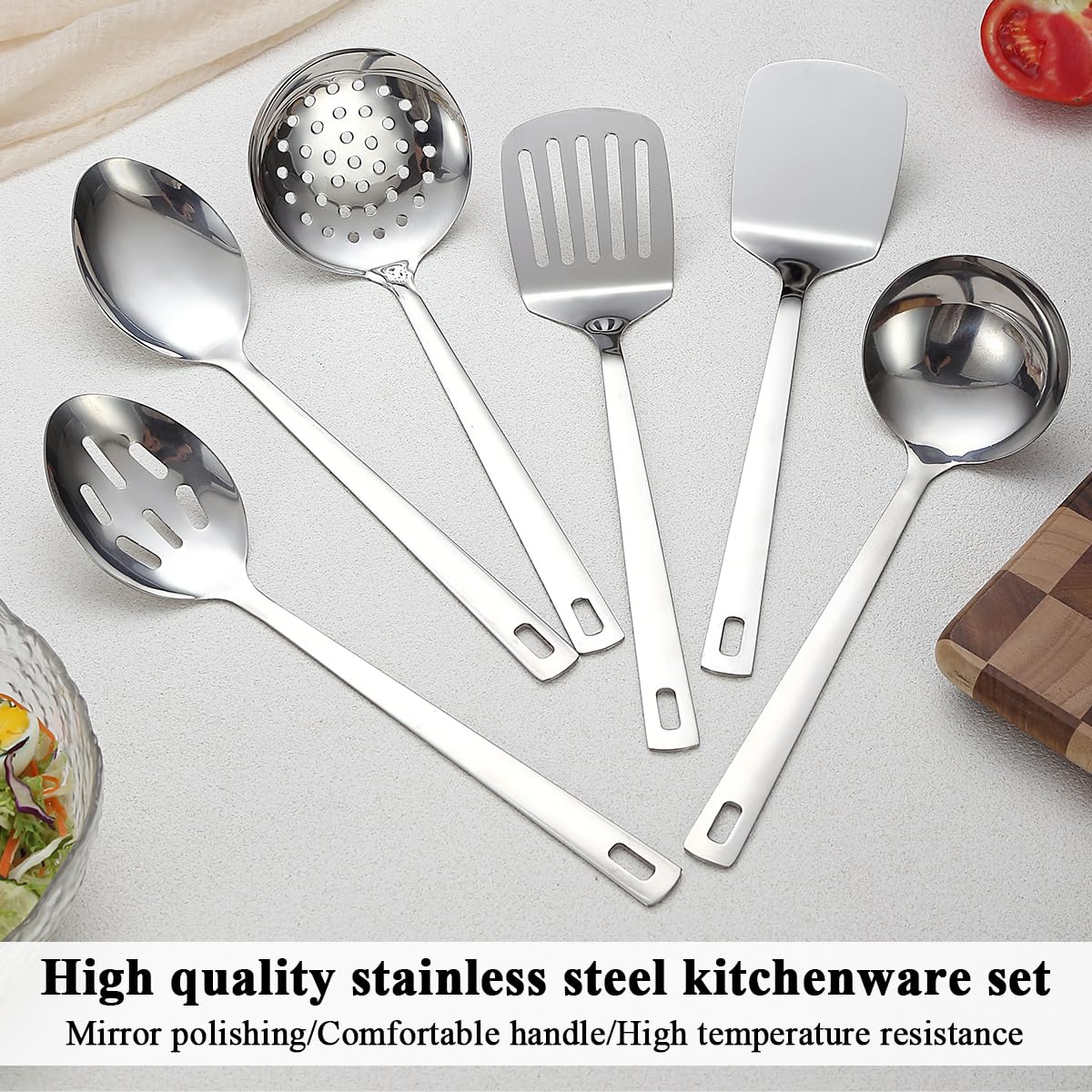 Evanda Home Essentials 6 Piece Heavy Duty Stainless Steel Kitchen Utensil Set Kitchen Accessories - 4