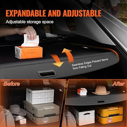 Miniatura 4 de VEVOR - Cubierta de carga trasera para Jeep Grand Cherokee de 2 filas, accesorios para 5 plazas, 2022 2023 2024 2025, cubierta retráctil impermeable