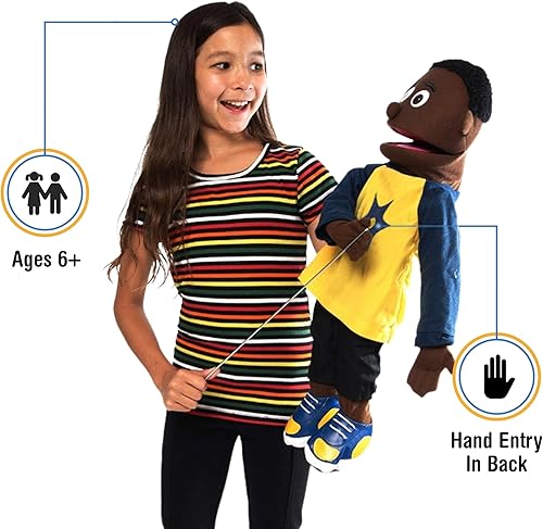 Miniatura 2 de Marioneta estilo jordano, niño negro, cuerpo completo, 25 pulgadas