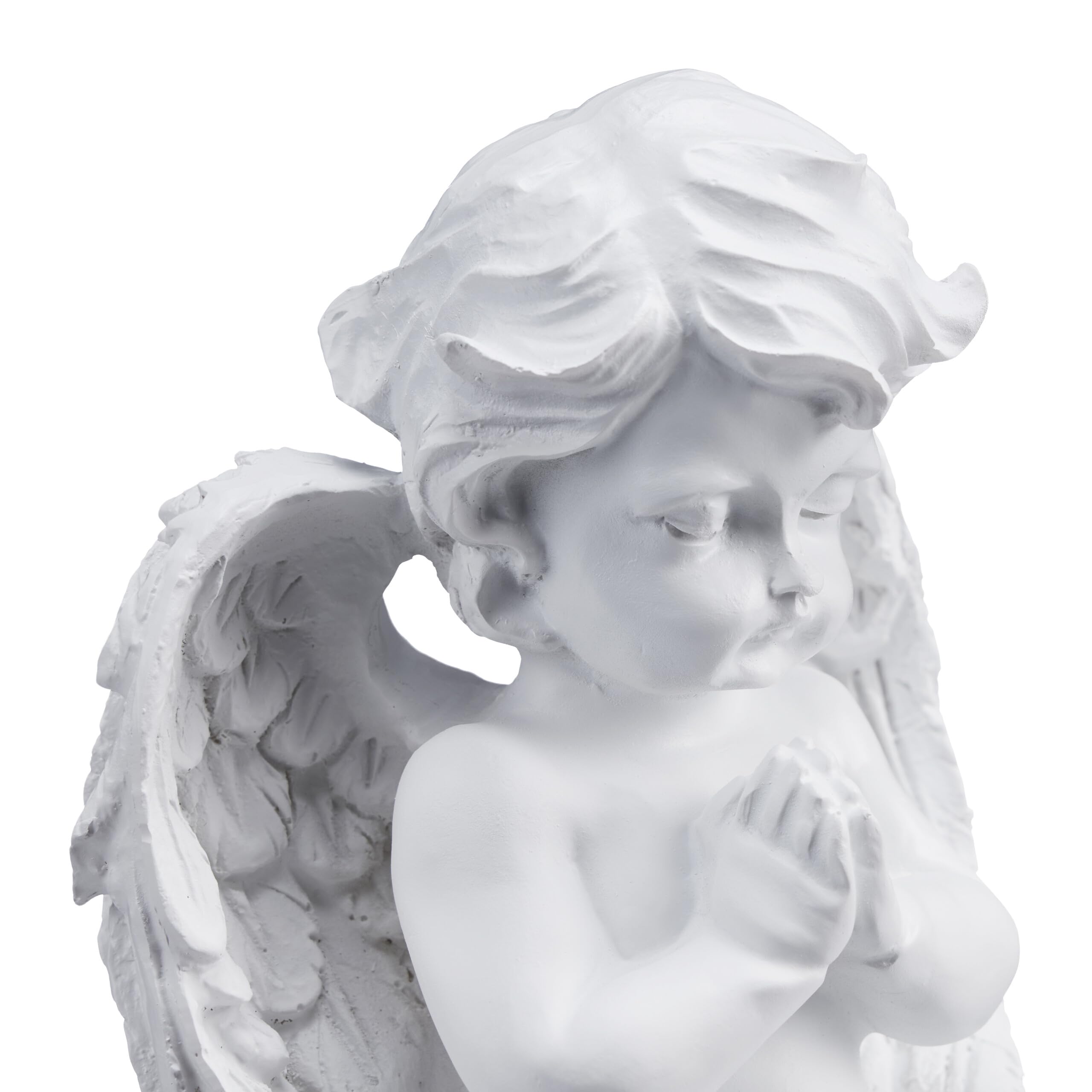 Relaxdays Décoration pour Une Tombe, Ange priant, résiste aux UV, au Gel, aux intempéries, HLP 20x15x11 cm, Blanche