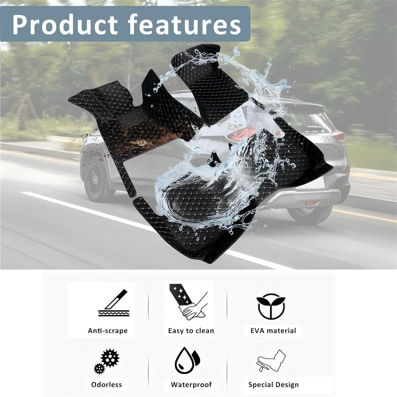 Tappetini Auto Impermeabili In TPE Per Dodge Challenger RWD 2015-2023, Su Misura, Antiscivolo, Facili Da Pulire, Colore Nero - 4