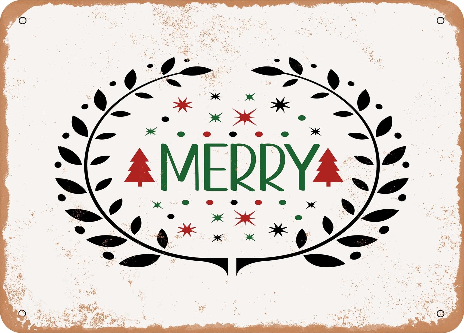 Miaomansenstore Metal Sign - Merry - 6 - Vintage Rusty Look Sign Home Decor