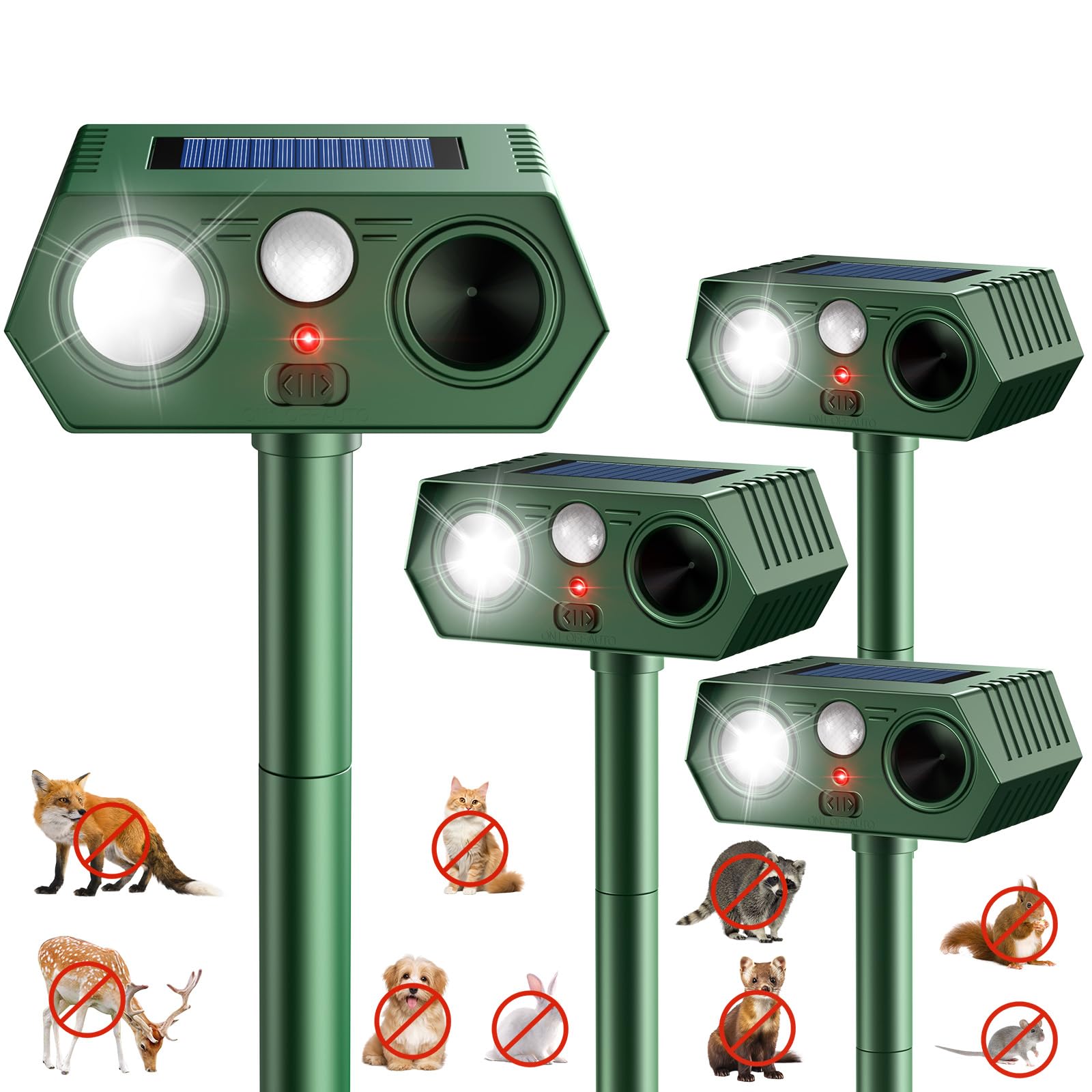 Thcritter Solar Ultrasonic Animal Repellent 4-Pack