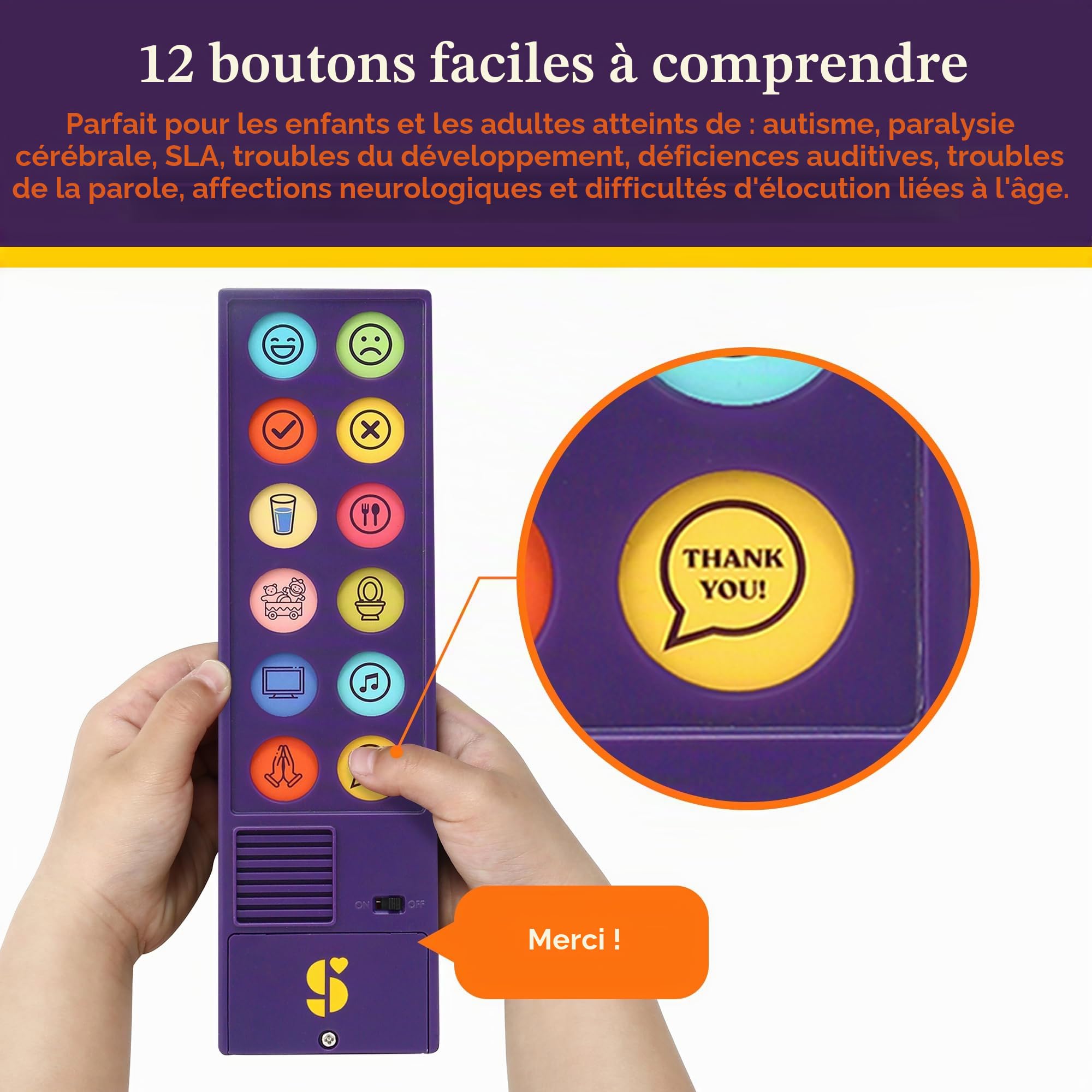 Special Supplies Appareil de communication AAC pour orthophonie, Talker Buddy Appareil de communication pour enfants et adultes non verbaux, aide à la parole pour l'autisme à la maison, à l'école