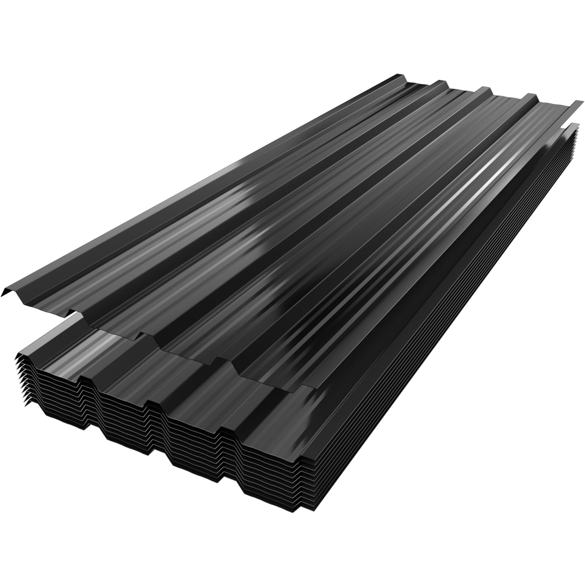 NAIZY Lamiera trapezoidale zincata, 129,5 x 45 cm, 24 pezzi, con guanti e viti con dischi di tenuta, lamiera di metallo, facile da montare e durevole, colore nero