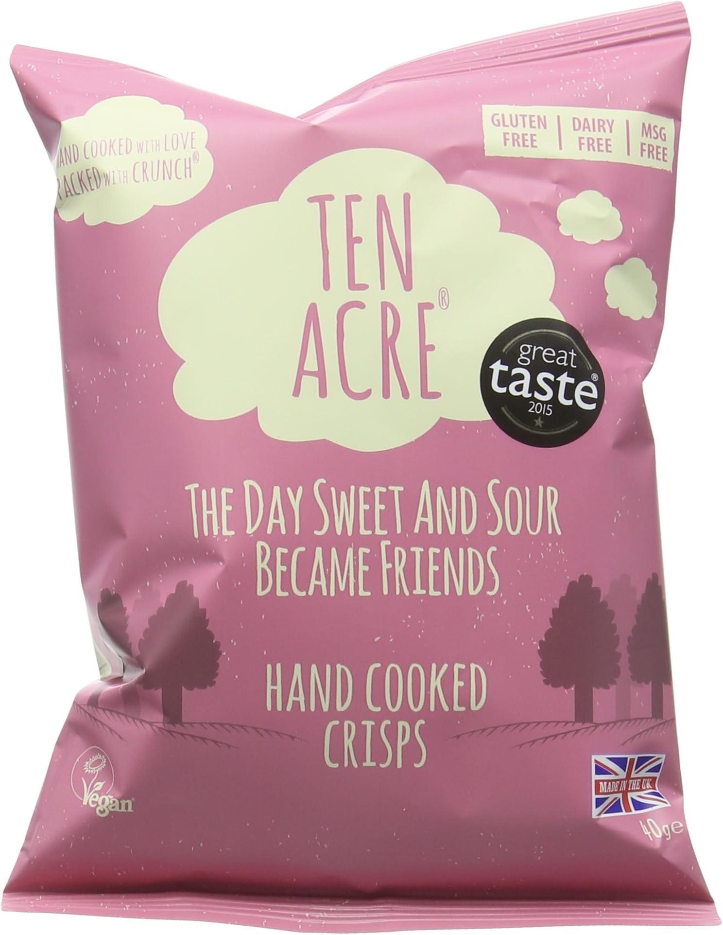 Ten Acre Crisps Sweet and Sour 40 g (Pack of 18)