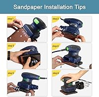 Vista 6 de ZEITE Lijadora de hojas de 2.4 amperios de 1/4 con 12 papeles de lija, lijadora eléctrica de palma para carpintería, cable de 10 pies, 14000 OPM