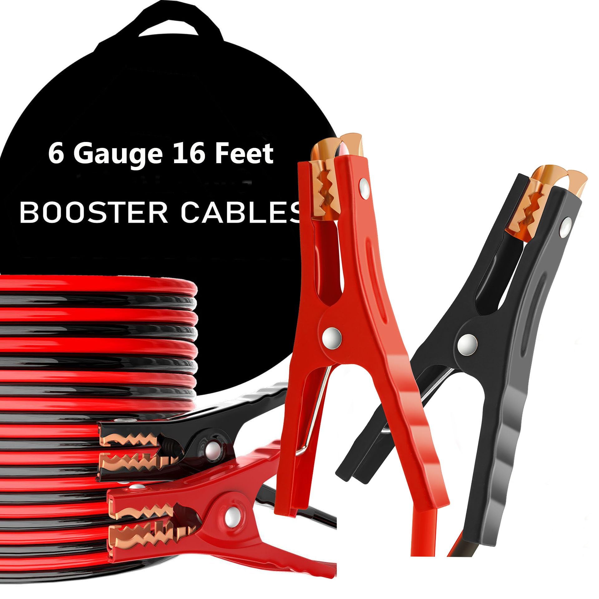 Mushan 6 Gauge-16 Feet Battery Jumper Cables with Heavy-Duty Alligator Clamps - Reliable and Durable Car Battery Booster Cables for Quick and Safe
