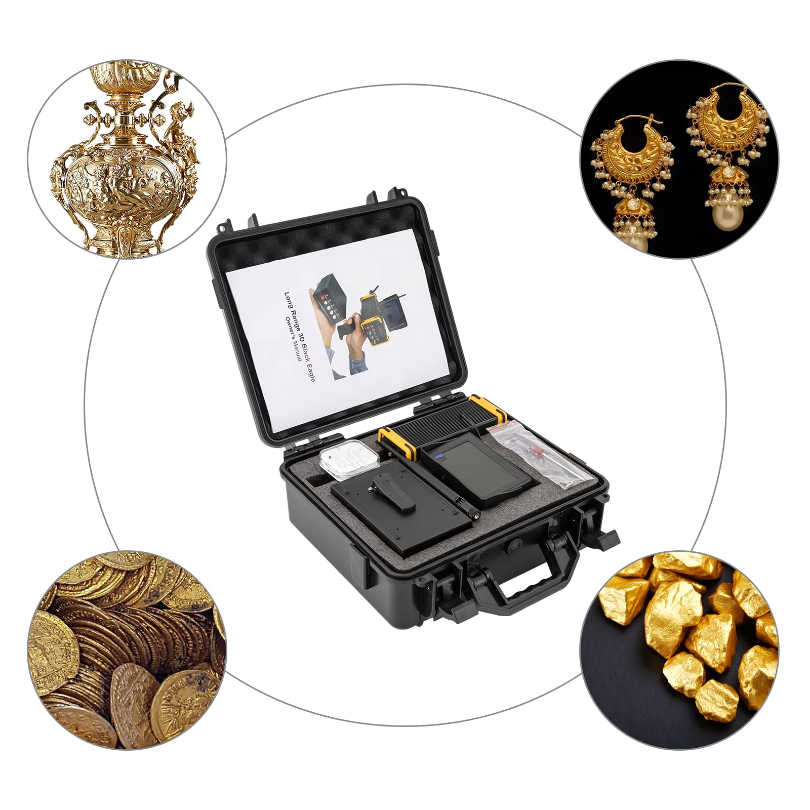 Rilevatore di metalli ABS, profondità di rilevazione 1-16 m, ricerca automatica di rotazione, rilevatore di metallo, campo di ricerca professionale, 990 m, frequenza di trasmissione 5,6-6 khz