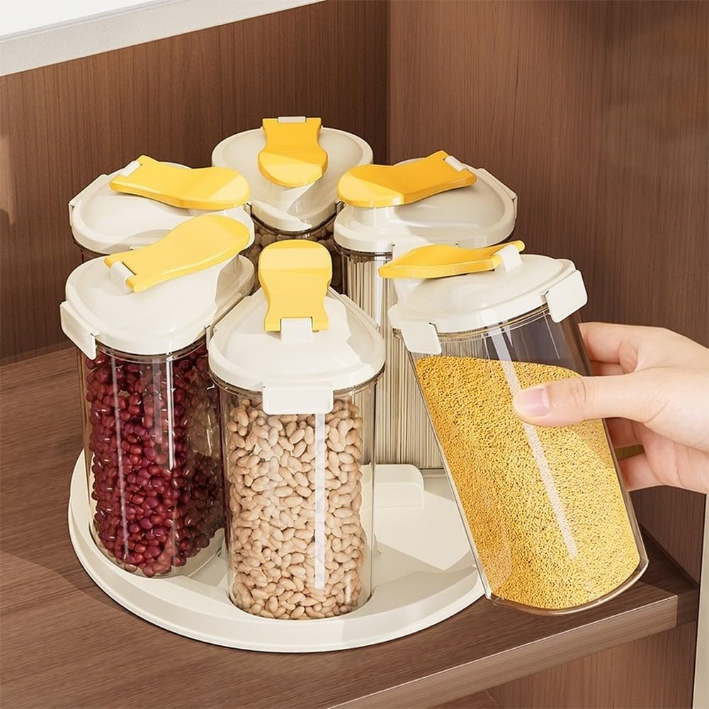 Organizador Giratorio 6 Piezas Plástico Sin BPA Hermético(Yellow)