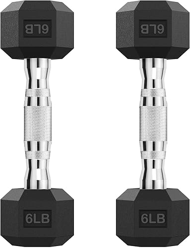 Miniatura 46 de Juego de 2 mancuernas hexagonales de 2.5 a 65 libras con revestimiento de goma, mancuernas para ejercicio y fitness, peso de mano para entrenamiento