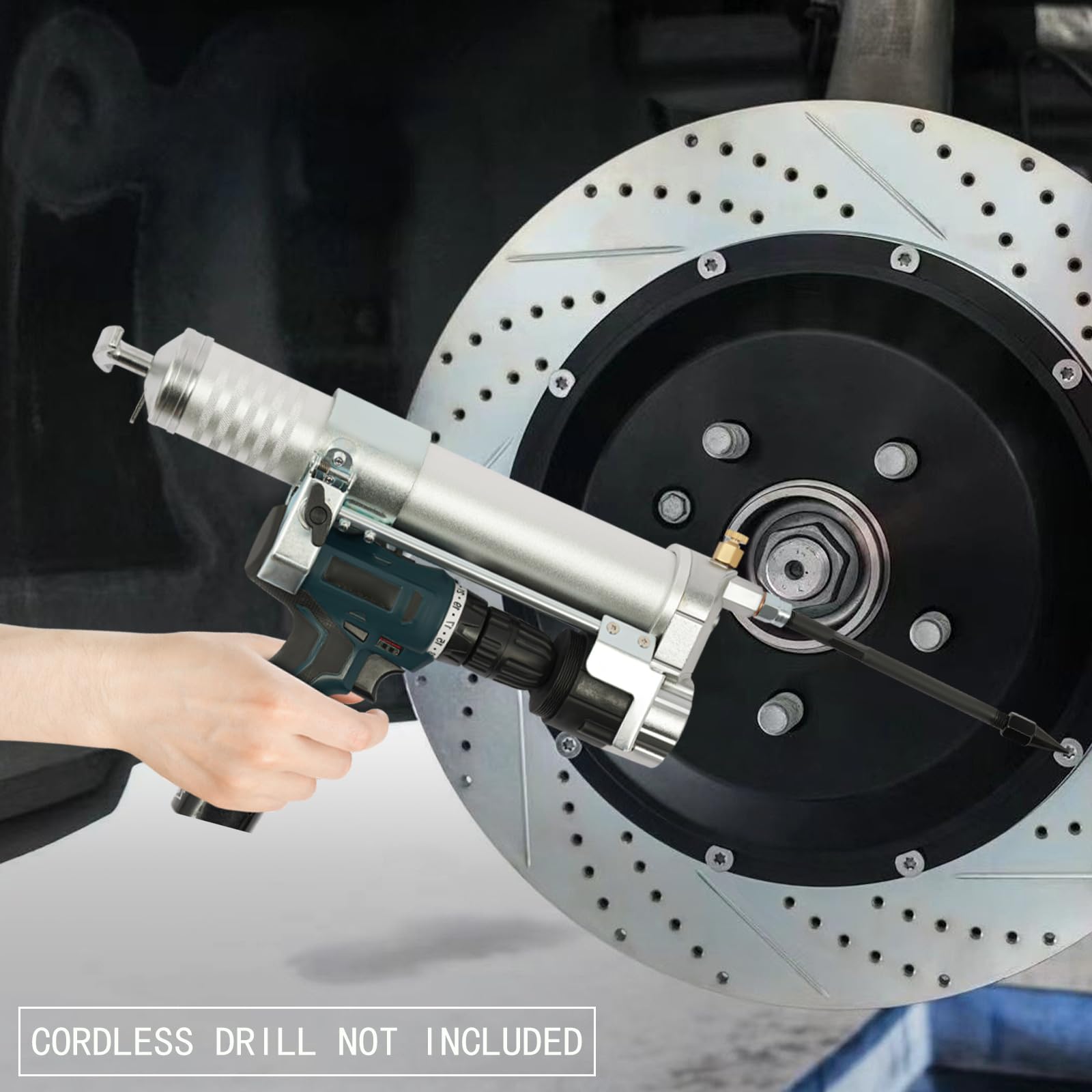 Adapter do wiertarki do smarowania, 600 cc, 10 000 psi, wysokociśnieniowy pistolet smarujący, nasadka do wiertarko-wkrętarki akumulatorowej i wkrętarki udarowej, uniwersalne narzędzie do