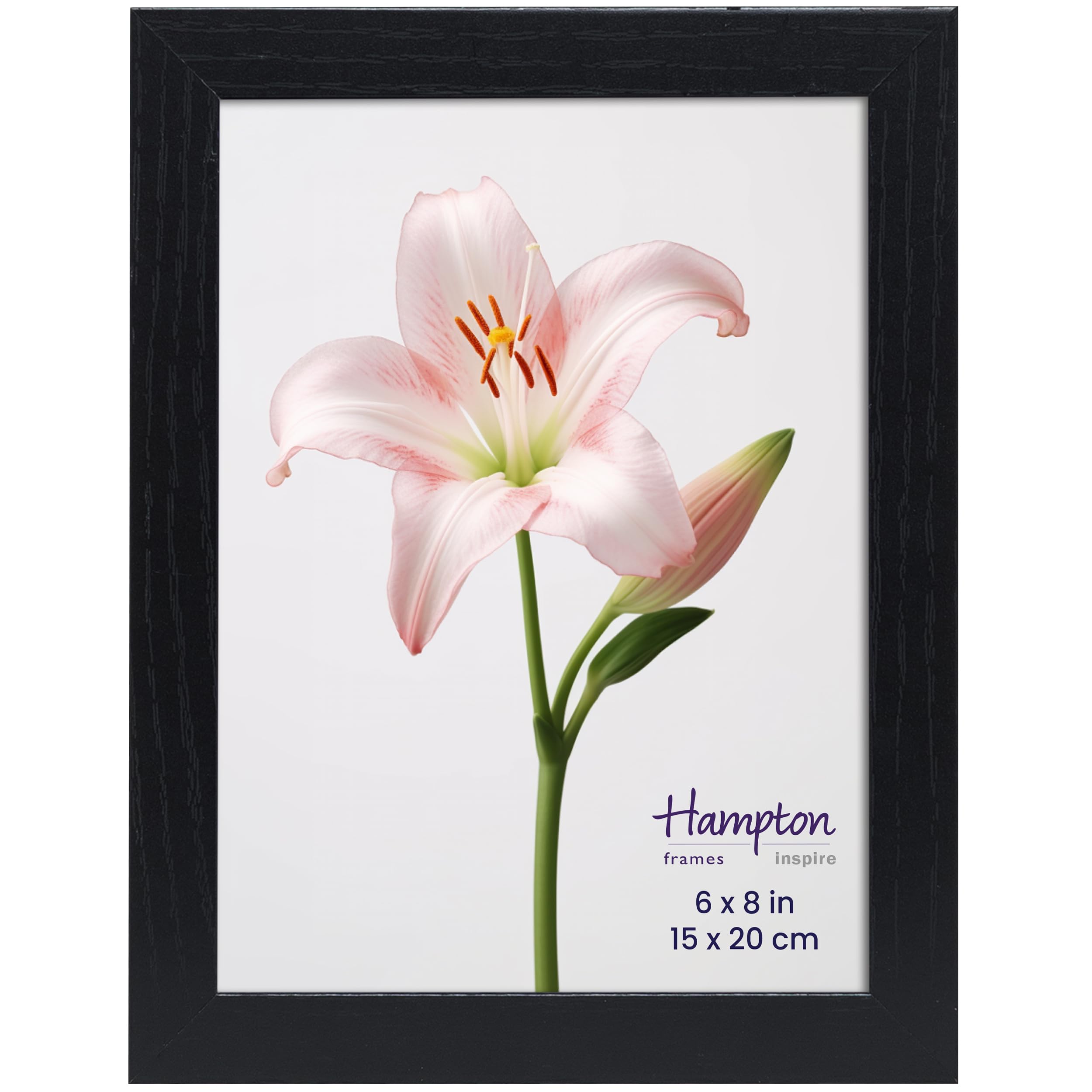 Inspire By Hampton Frames Black | Cambridge Photo Frame, 6X8 Inch (15X20cm), Mdf, Acrylic Front | Freestanding Or Wall Mount | Modern Home Décor, Easy Display, Durable Design