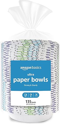 Tienda Basics Ultra Paper Bowls, 20 onzas, desechables, 540 unidades (4 paquetes de 135), color blanco