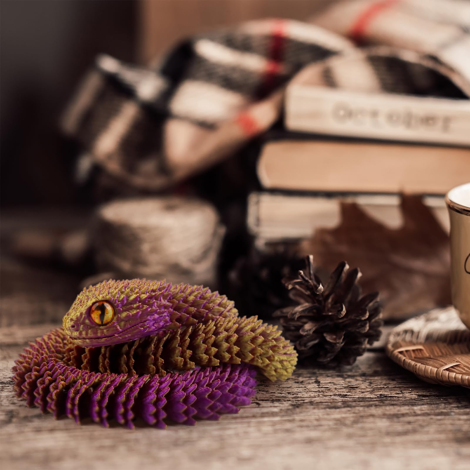 Jouets Serpent Imprimés 3D, Jouet Articulé Flexible Imprimé En 3D, Design Réel, Modèle Articulé De Collection (noir Vert Doré, 45,7 Cm