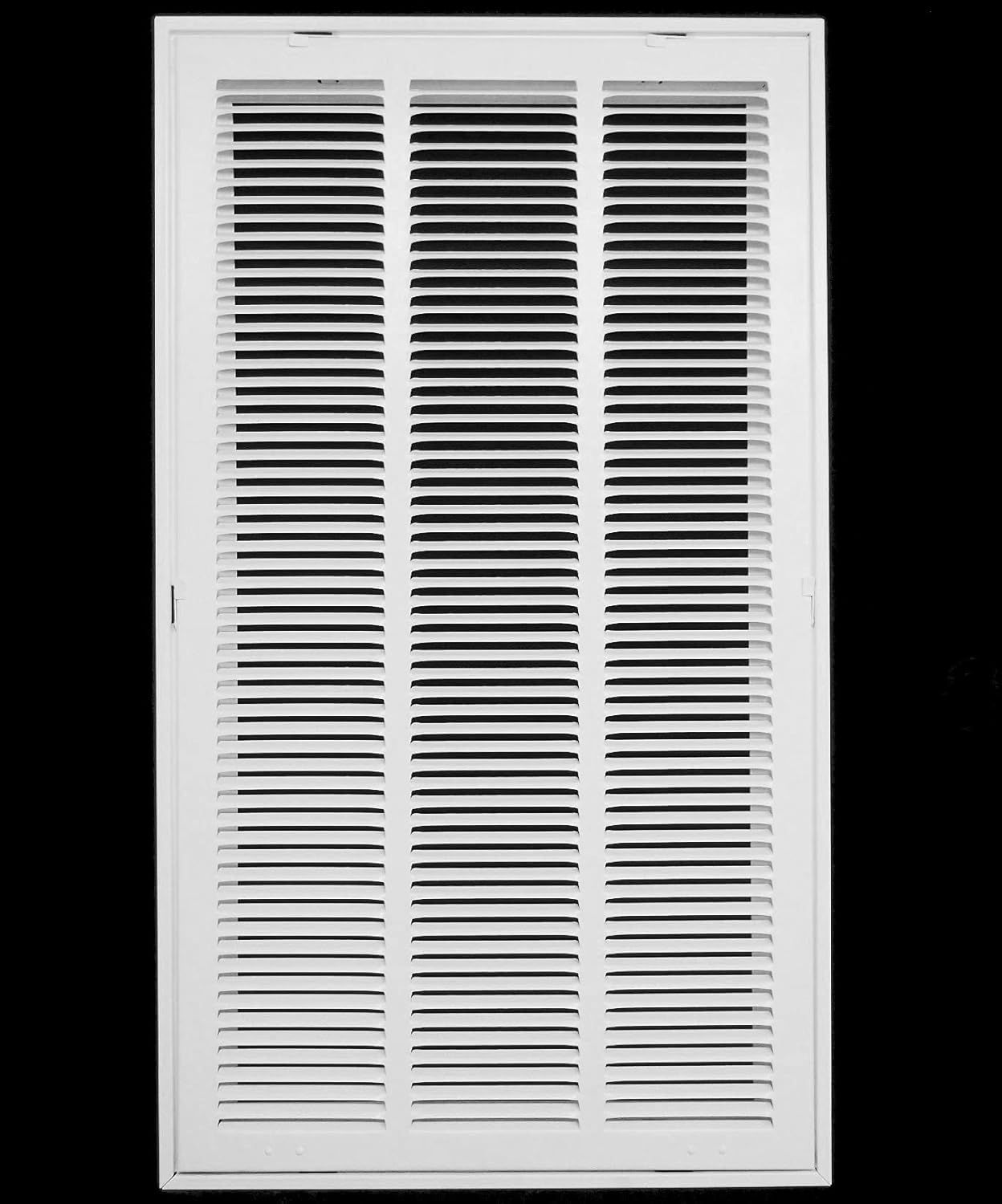 16" X 30 Steel Return Air Filter Grille for 1" Filter - Fixed Hinged - Ceiling Recommended - HVAC Duct Cover - Flat Stamped Face - White [Outer Dimensions: 18.5 X 31.75]