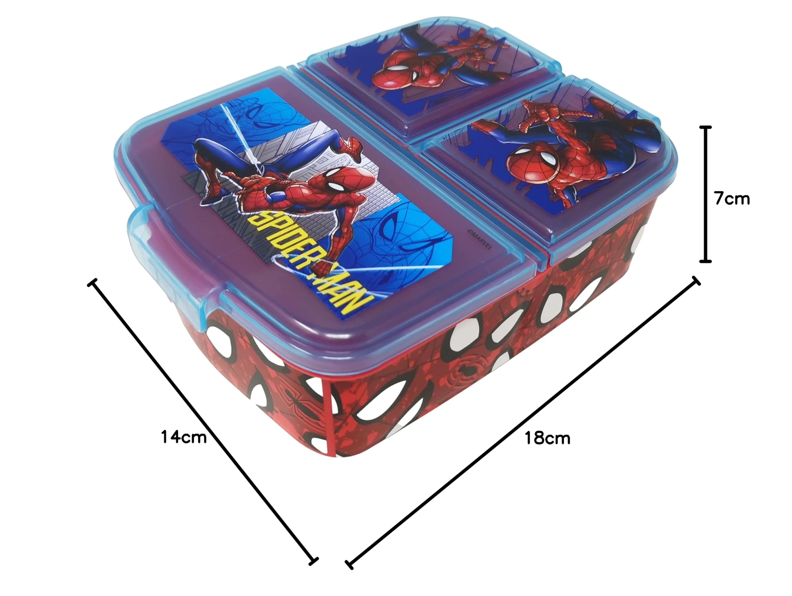 Theonoi Pojemnik na obiad dla dzieci, pojemnik na kanapki do przedszkola, śniadaniówka z tworzywa sztucznego z przegródkami, nie zawiera BPA (Spiderman AU)