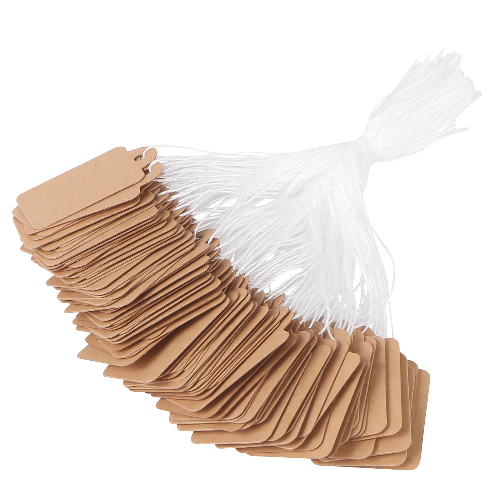 1.38 x 0.87 Inch Price Tags with String Attached, Brown Kraft Paper Writable Blank Craft DIY Jewelry Tags Marking Hang Tags for Labeling Clothing Pricing Garage Yard Sale, 500 Pcs