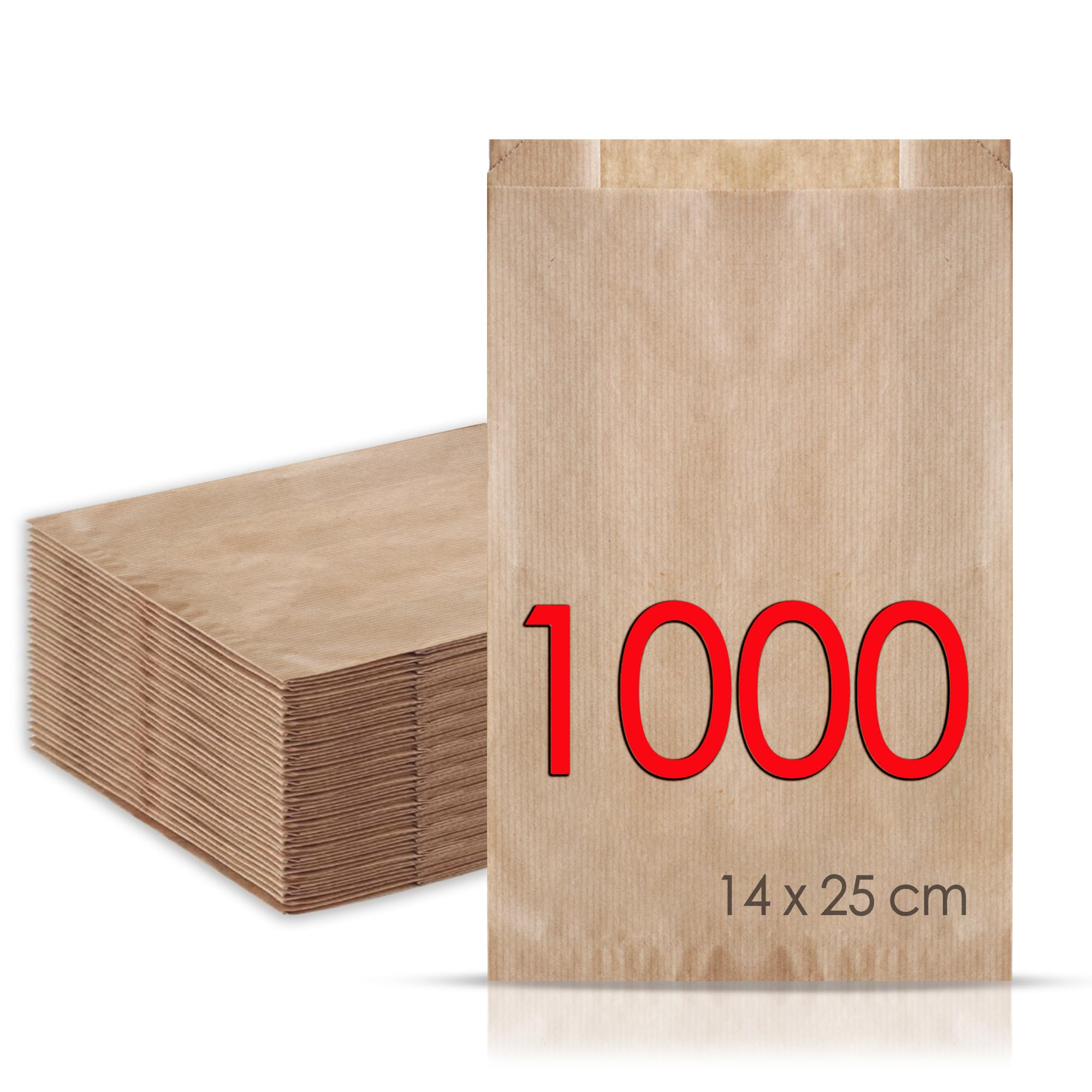 1.000 Bolsas de papel kraft 14+5x25 Bolsas para pan, bolsas comunión, bolsas chuche, bolsa regalo, bolsa panadería, bolsas para regalo, bolsas bocadillo, panadería, sandwich