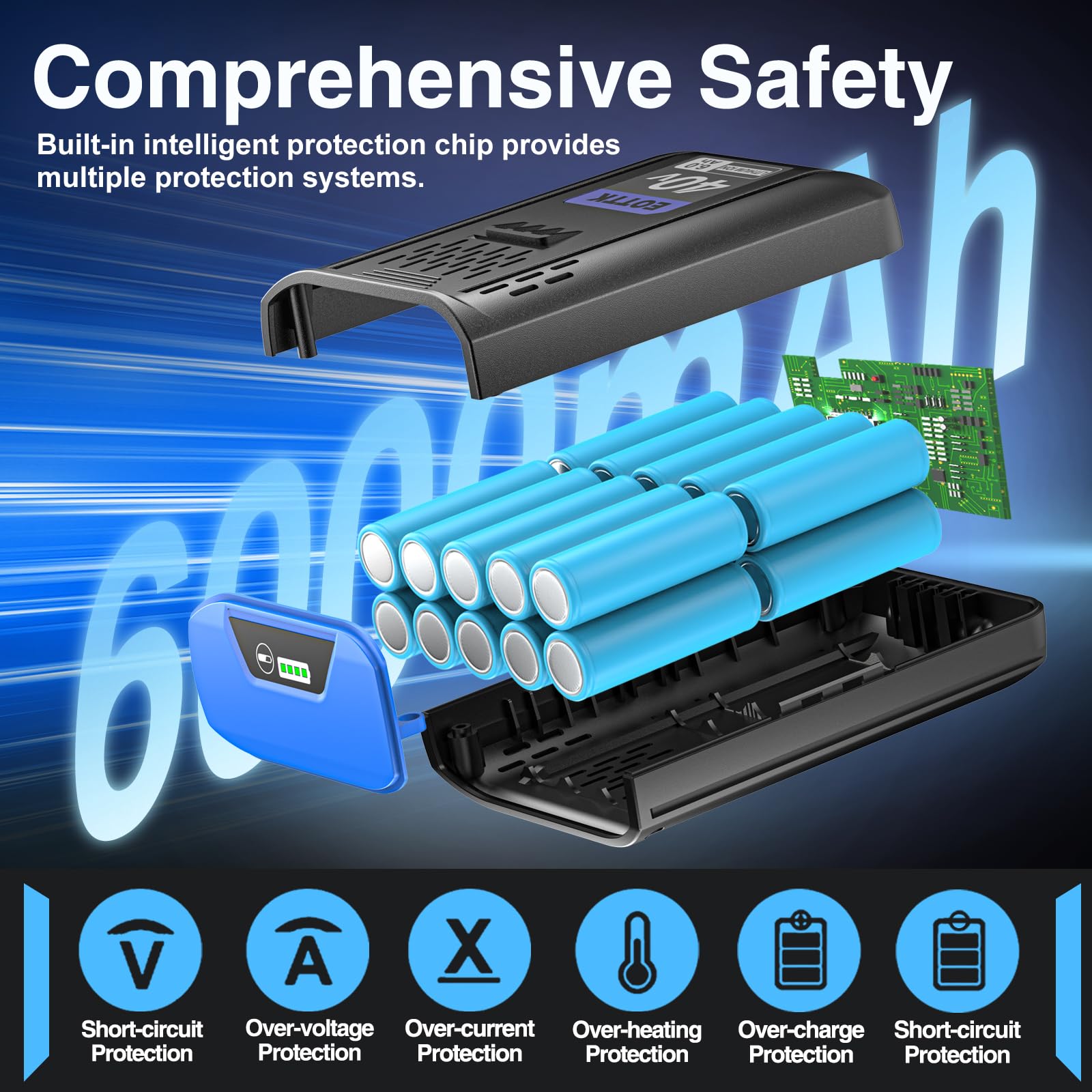 EOTTK Batería de iones de litio de repuesto para Kobalt 40V KB440-06 KB240-06 KB640-03 KB2540C-06 de 40 V