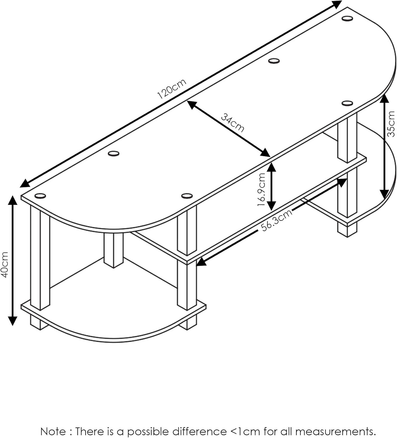 Furinno Turn-S-Tube Wide TV Entertainment Center, Espresso/Black & Simple Design Coffee Table, Espresso