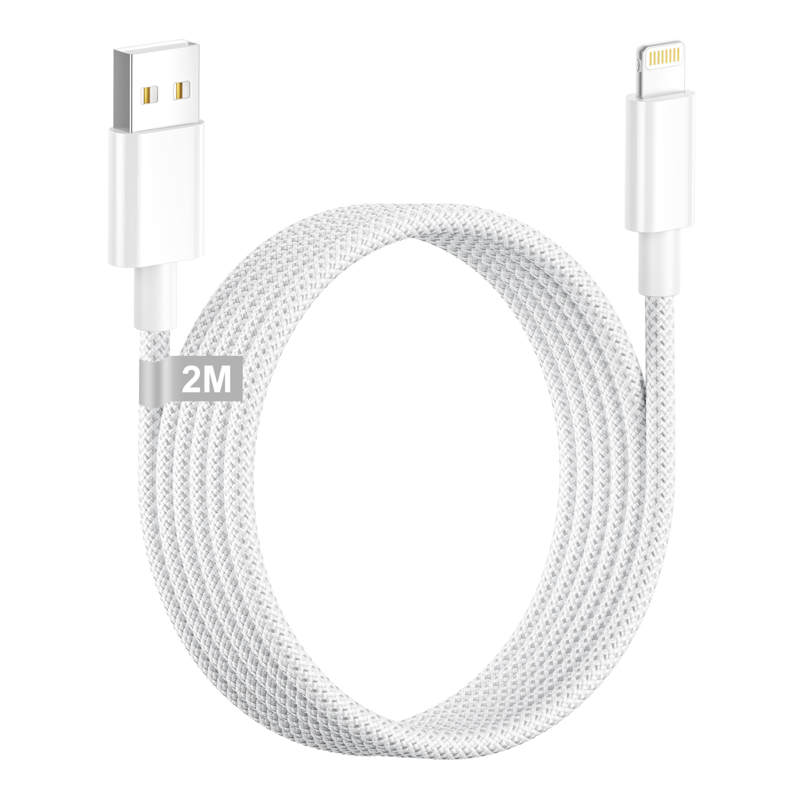iPhone Ladekabel [Apple MFi Zertifiziert] Lightning Kabel 2M Lang Ladekabel | iPhone Schnellladekabel Nylon USB Lightning Kabel Apple Ladekabel für iPhone 14 13 12 11 Pro Max/Mini/XS/XR/8/7/6/SE, iPad