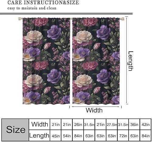 Miniatura 295 de Retro 70s Floral Blackout Window Curtains, Watercolor Flower Plant Rustic Modern Style Pattern Window Drapes, for Bedroom Living Room 42x45in 2