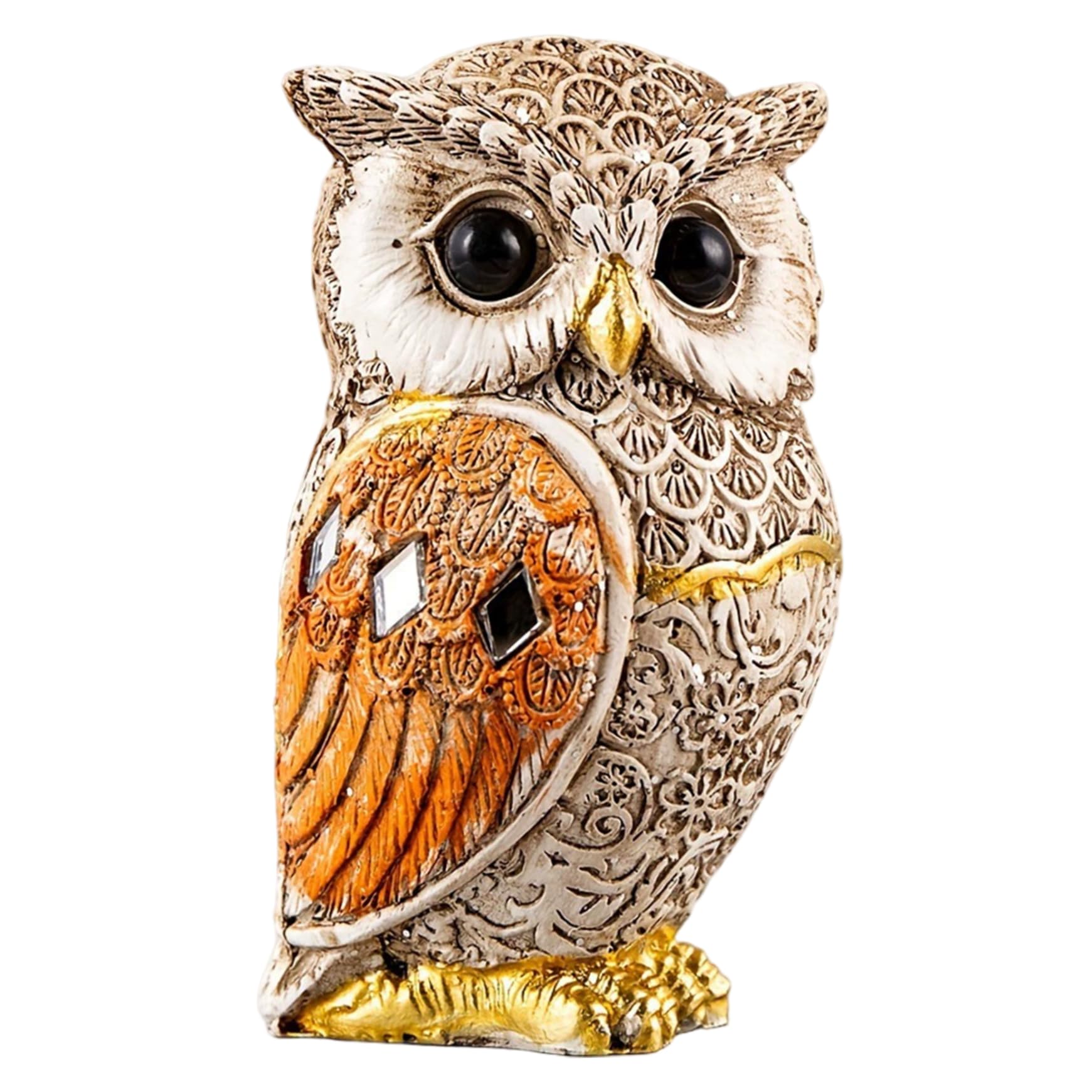 Tsawntd Owl Figurine, Vintage Style Owl Statue for Home Decor, Hand-Crafted Look Resin Owls Figurines for Shelf or Tabletop Yellow Figurines Home Decor