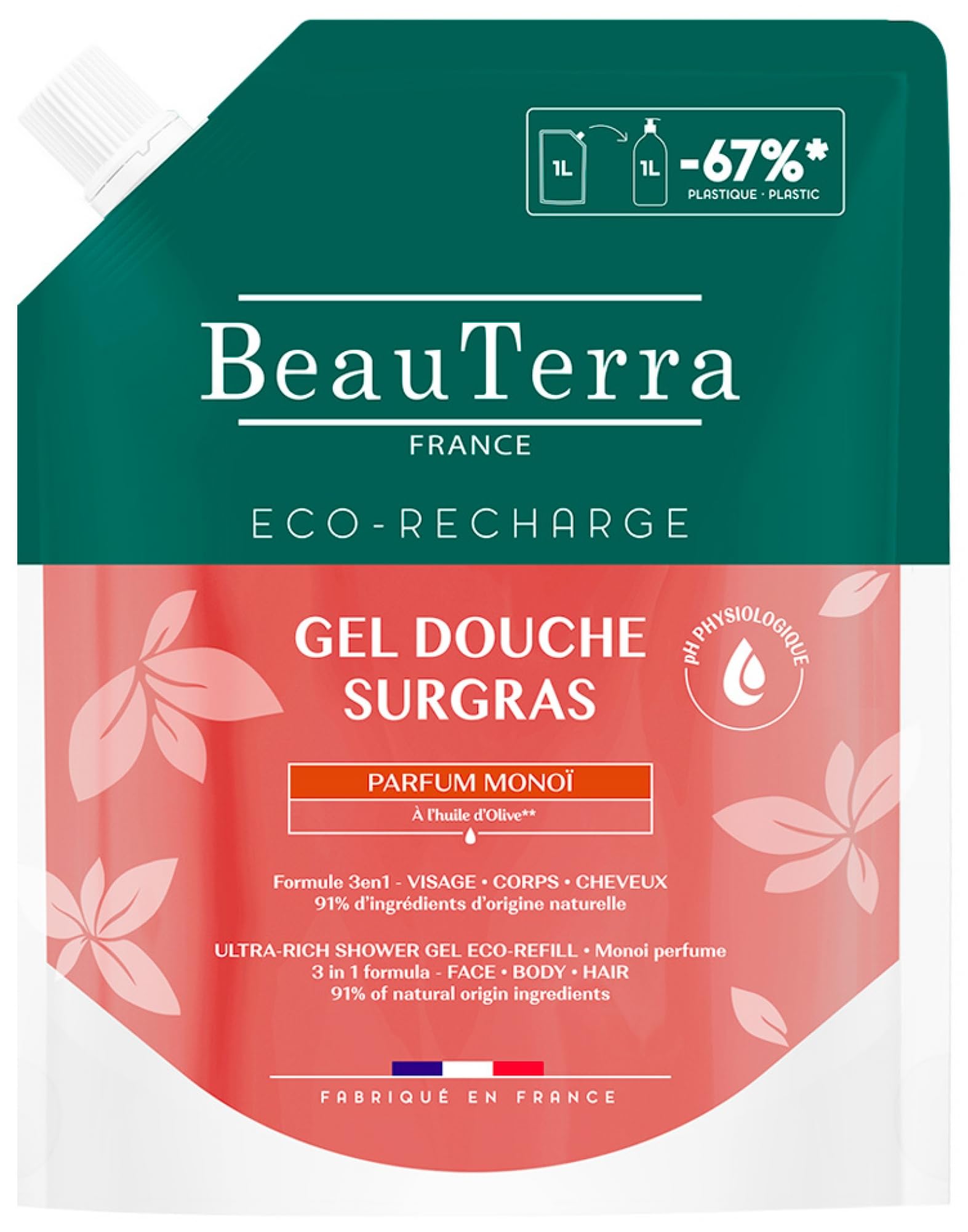 BeauTerra Monoï Eco-Refill Shower Gel 1 L