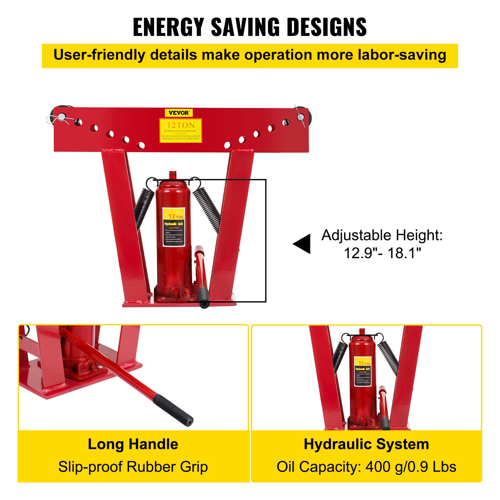 Buy Happybuy 12 Ton Exhaust Tubing Bender 1/2 Inch Square Hydraulic